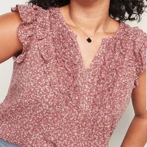 Old Navy | Ruffled Floral-Print Short-Sleeve Blouse | 3X